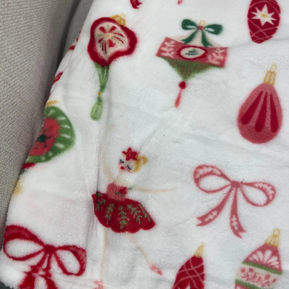 Pink Christmas The Nutcracker Ballet Holiday Plush Blanket 60”x70” NWT